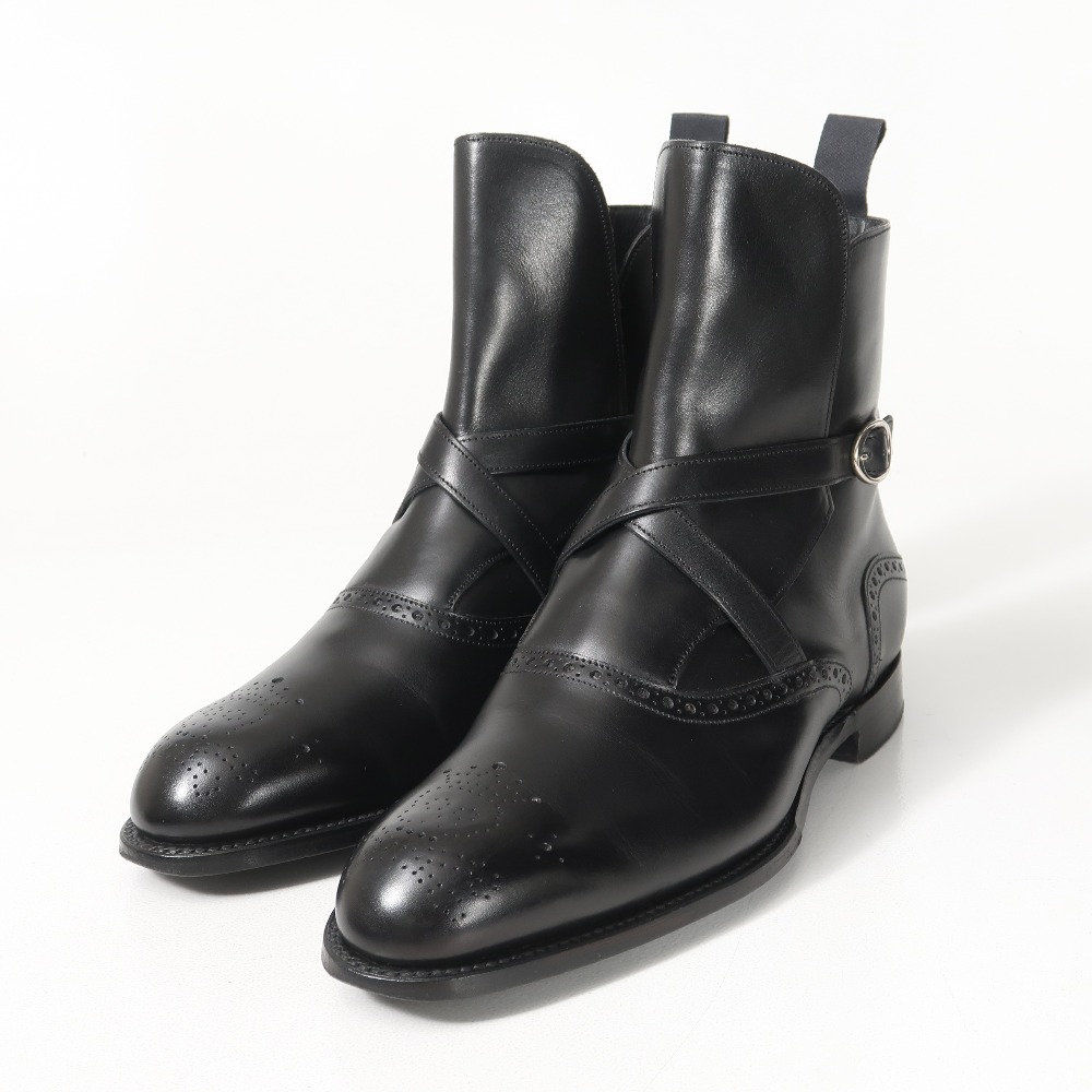 BARKER BLACK バーカーブラック ブーツ 大きさ7 1/2 スカル メダリオン なめし革 ジョッパーブーツ 靴 ブランド名古着【中古】20251125/RA6619