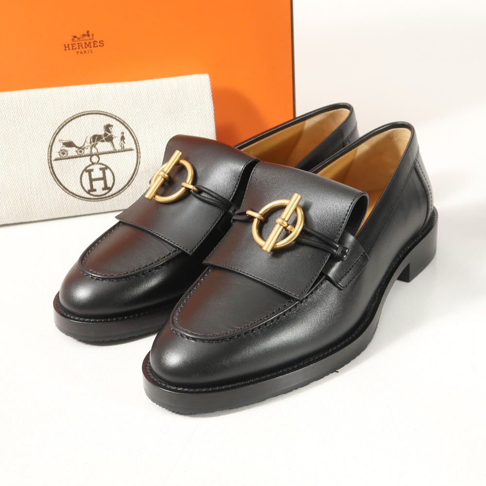 ■美品■2024年製■HERMES エルメス Impact インパクト ローファー サイズ37 グレナンバックル レザー 靴 ブランド古着【中古】20251201/RA6736