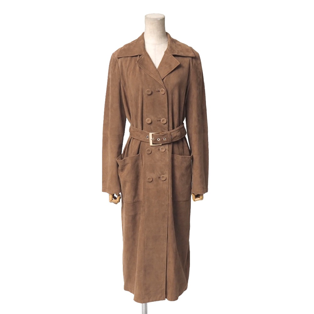 ■美品■2022AW■Max Mara Studio マックスマーラ ストゥディオ コート サイズ40 スエード ラムレザー ベルテッド ロングコート ブランド古着【中古】20260126/RA7393｜トレード店