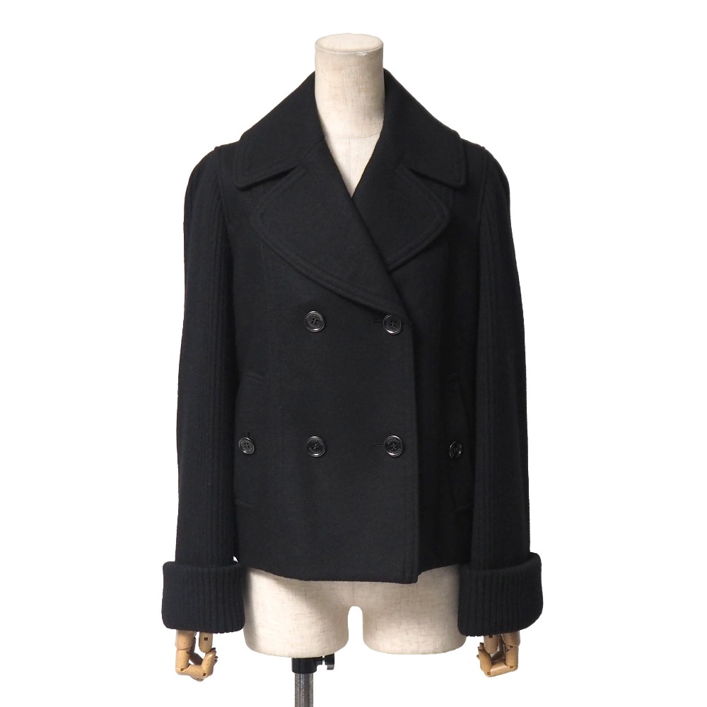 BURBERRY バーバリー ピーコート サイズ38 アンゴラ混 裏地 ： チェック ニット 切替 ショートコート ブランド古着【中古】20260126/RA7413｜トレード店
