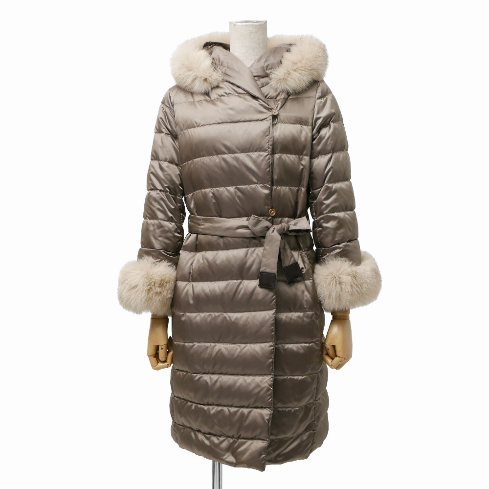 S Max Mara エス マックスマーラ コート サイズ38 フォックスファー リバーシブル フーデッド ベルテッド 中綿 ブランド古着【中古】20260204/RA7366｜トレード店