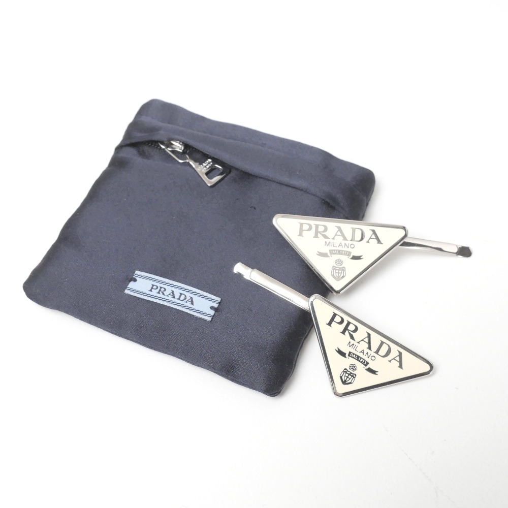 楽天市場】【中古】PRADA ヘアピン 三角ロゴ メッキ ピンク : JJcollection