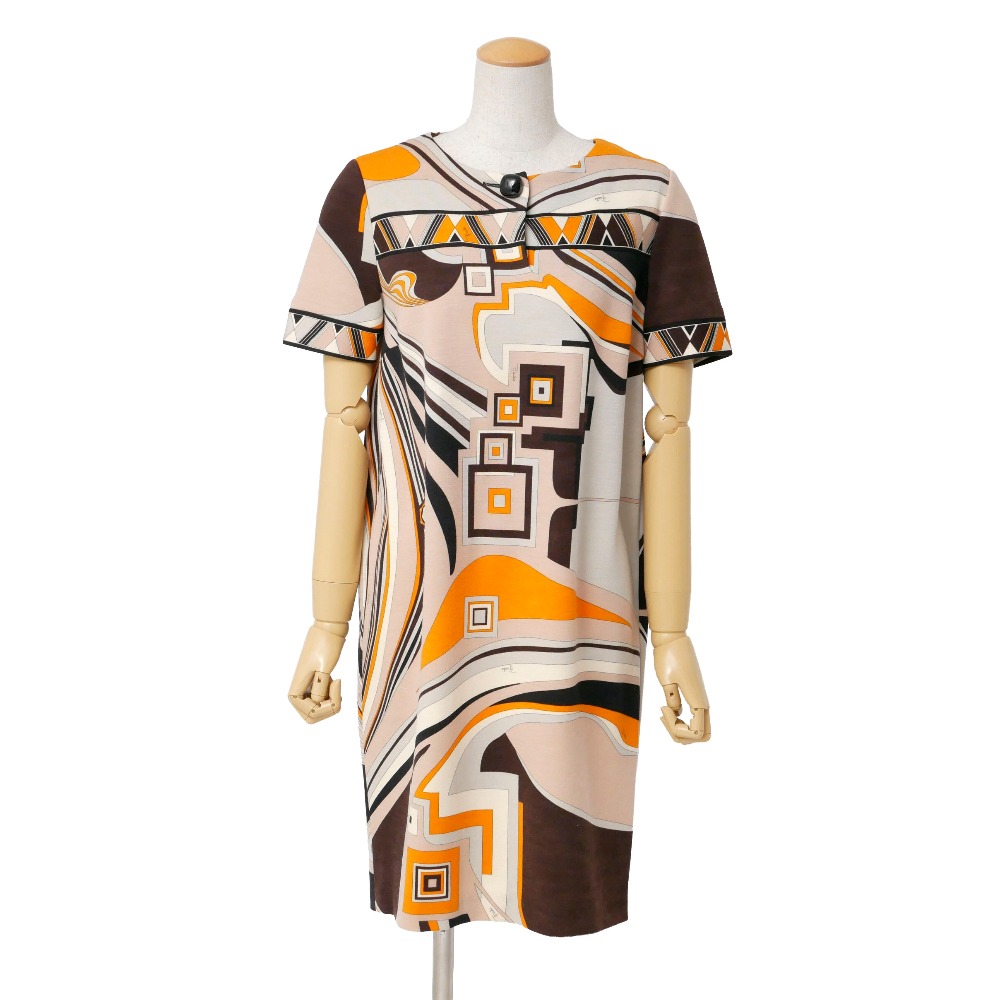 ■美品■Emilio Pucci エミリオプッチ ワンピース サイズ40 プッチ柄 ジャージー生地 ストレッチ イタリア製 ブランド古着【中古】20260213/RA7732