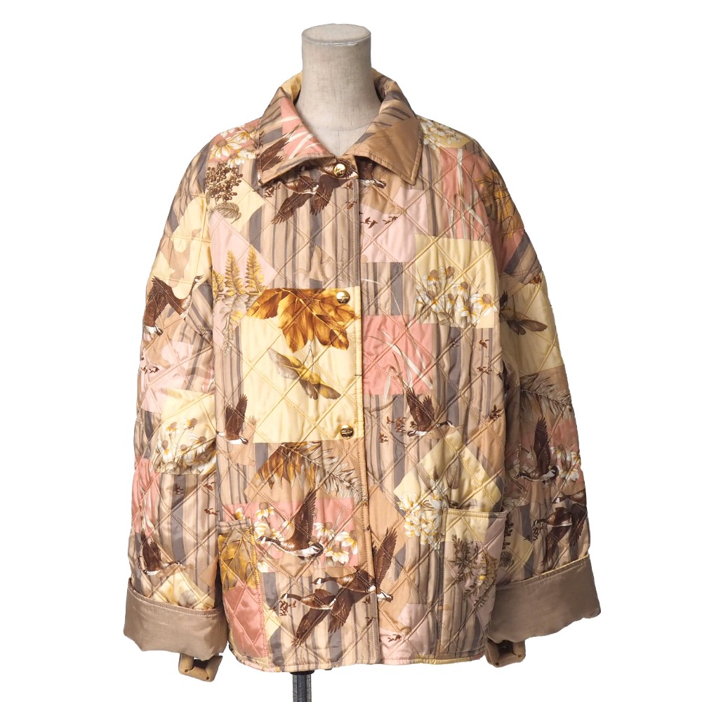 ■美品■Salvatore Ferragamo サルヴァトーレフェラガモ ヴィンテージ ジャケット サイズL 総シルク 中綿 キルティング イタリア製 ブランド古着【中古】20260220/RA8032