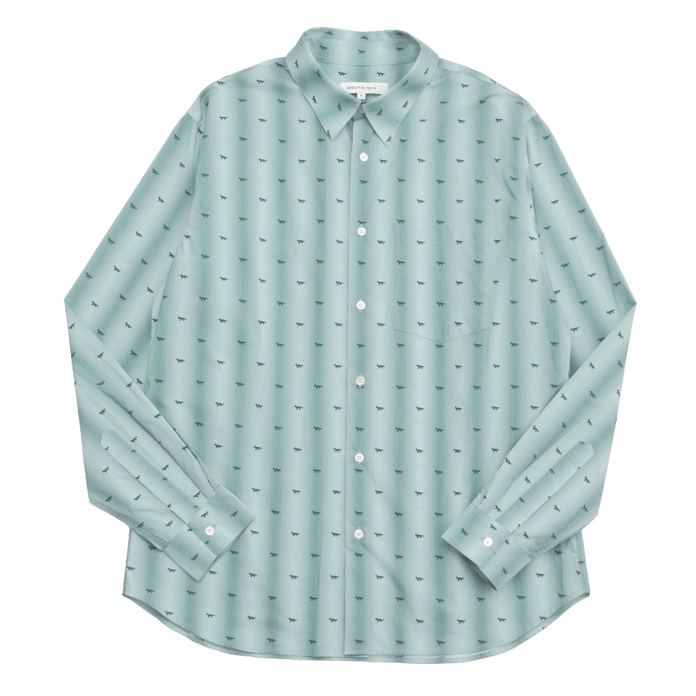 ■美品■MAISON KITSUNE メゾンキツネ 長袖シャツ サイズM キツネ 総柄 ブランド古着【中古】20260306/RA8275