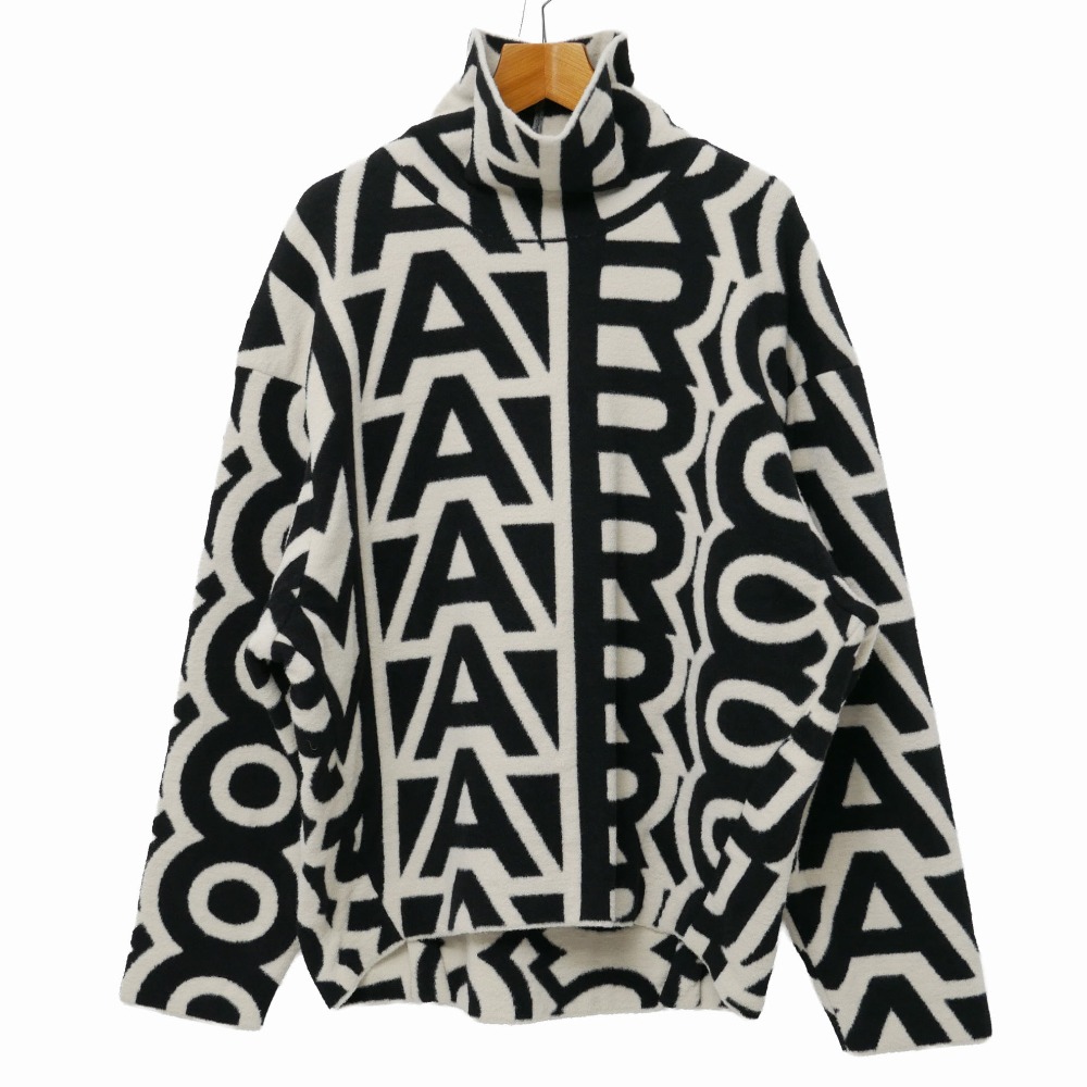 2023AW■MARC JACOBS マークジェイコブス FLOCK MONOGRAM セーター サイズM（165/88A） FUNNEL SWEATER タートルネック オーバーシルエット ブランド古着【中古】20260320/RA8593
