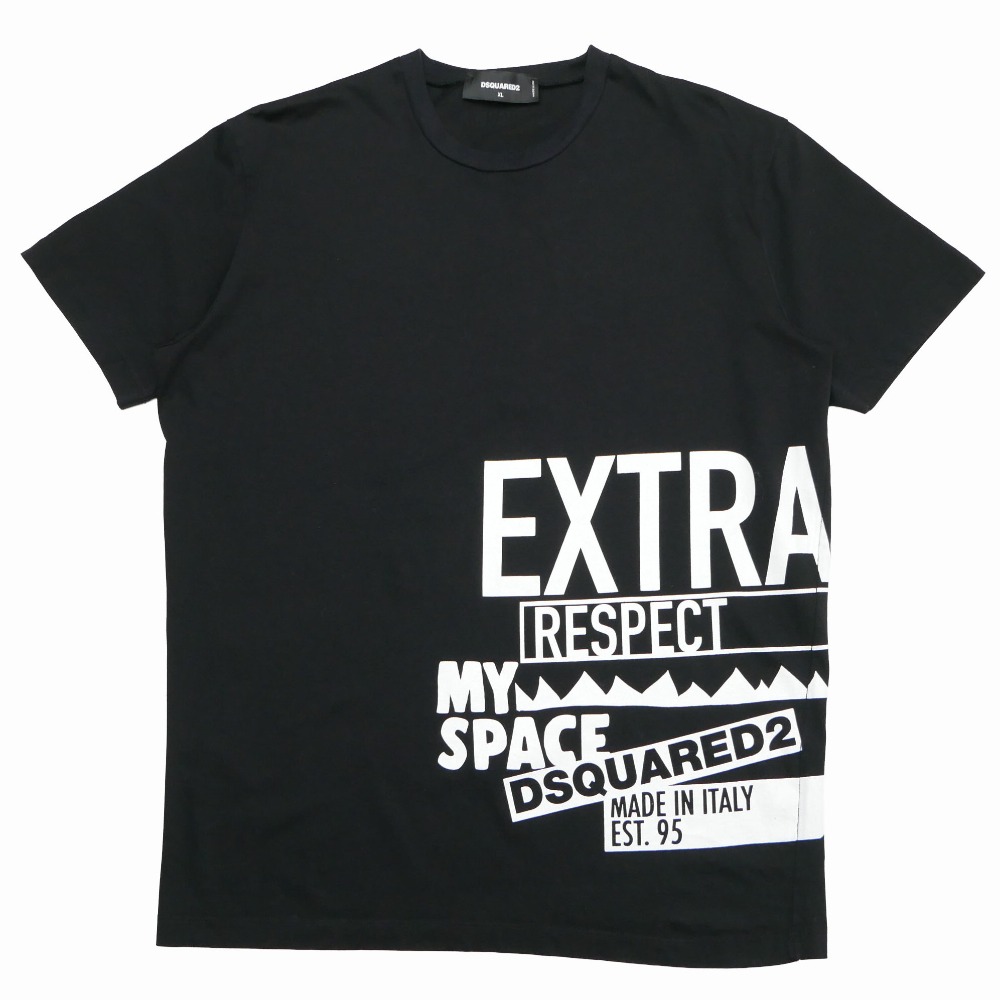 ■美品■DSQUARED2 ディースクエアード 半袖Ｔシャツ 大きさXL 労働者の一団素っ首 ロゴタイプ刷り上げる イタリア製 ブランド名古着【中古】20260330/RA8632