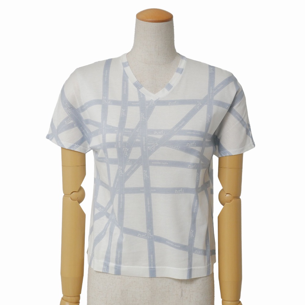 HERMES エルメス ボルデュック 半袖Ｔシャツ 大いさM マルジェラ期 カットソー Vのど首 イタリア製 ブランド名古着【中古】20260330/RA8739 トップス-レディースファッション-Tシャツ・カットソー