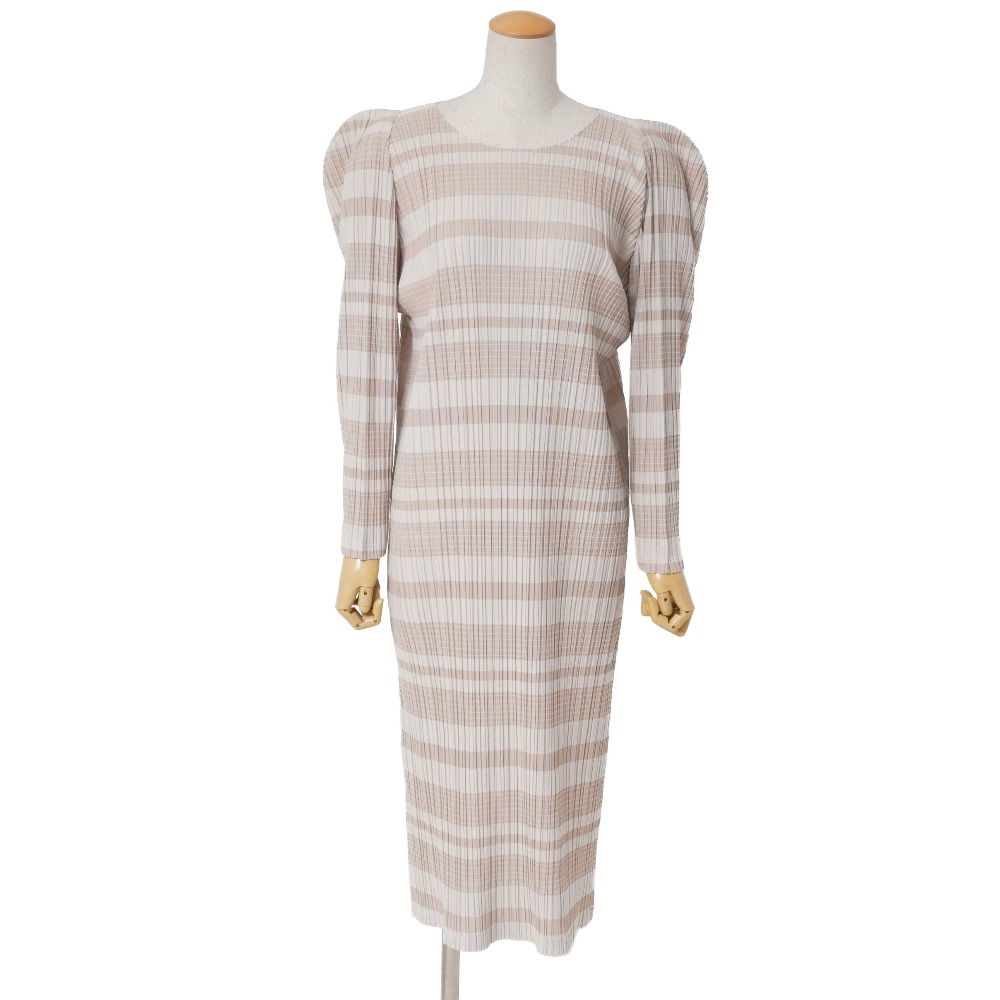 ■美品■2024SS■PLEATS PLEASE ISSEY MIYAKE プリーツプリーズ イッセイミヤケ ワンピース サイズ3 プリーツ 長袖 ロングワンピース ブランド古着【中古】20260331/RA8795｜トレード店