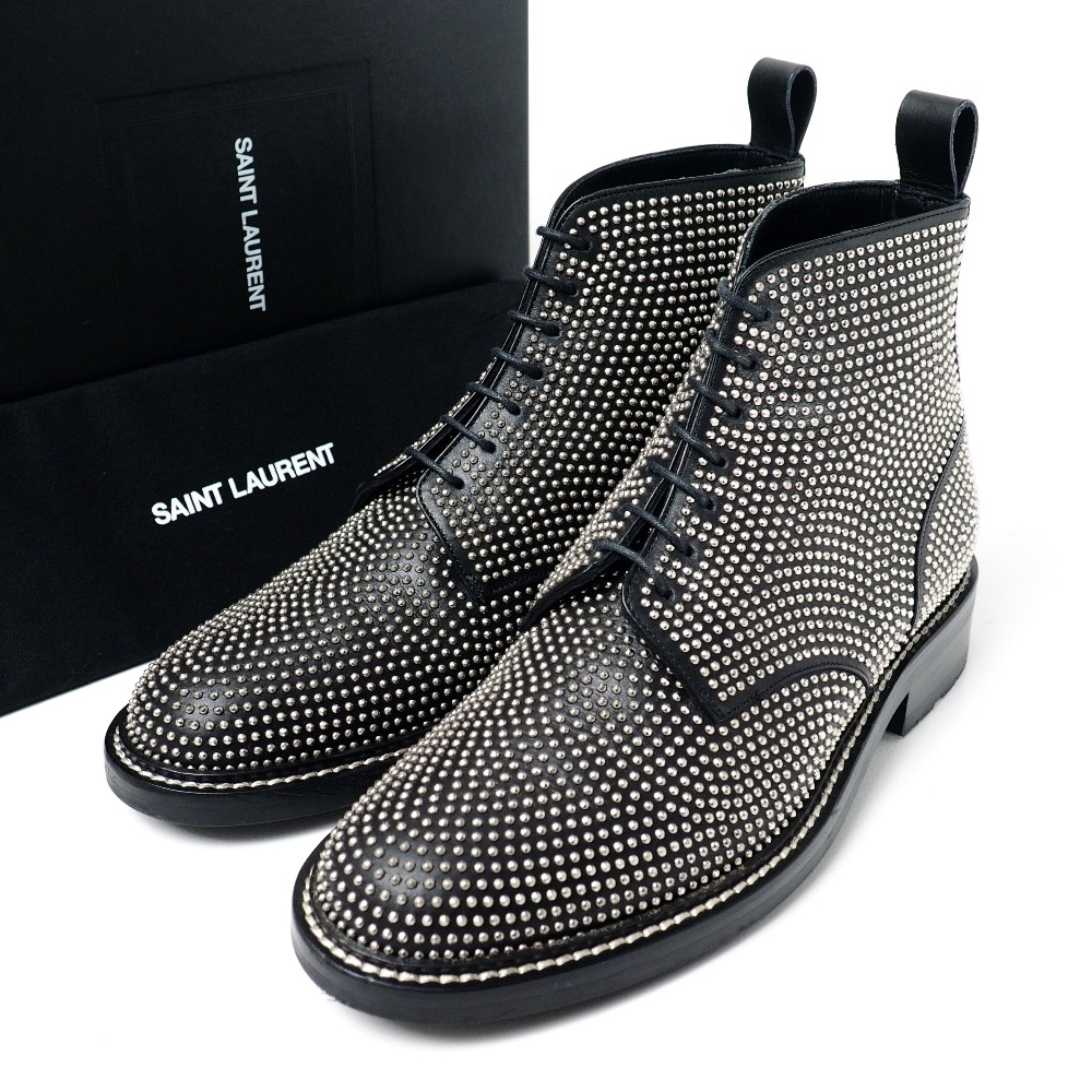 ■美品■SAINT LAURENT PARIS サンローランパリ ブーツ 大きさ42 スタッズ 靴 イタリア製 ブランド名古着【中古】20260401/RA8819