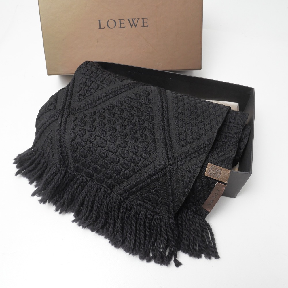■美品■LOEWE ロエベ マフラー フリンジ　アナグラム イタリア製 ブランド古着【中古】20260407/RA8661