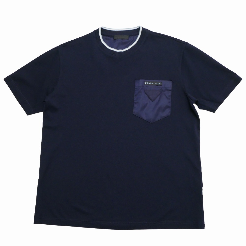 PRADA プラダ 半袖Ｔシャツ サイズL トライアングルロゴ 三角ロゴ 鹿の子 クルーネック ブランド古着【中古】20260408/RA8938