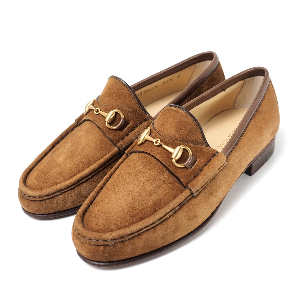 ■美品■GUCCI グッチ 置き目毛皮 大いさ34 1/2 C 配管ビット スエードクロス ブランド名古着【中古】20260417/RA8615