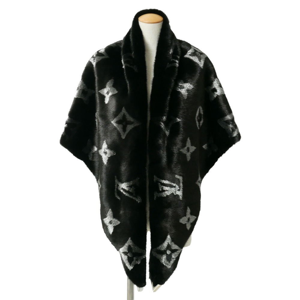 ■美品■LOUIS VUITTON ルイ・ヴィトン 肩かけ M71131 モノグラム ミンクのコート 毛革 ケープ 獣の皮 イタリア製 ブランド名古着【中古】20260429/RA8922