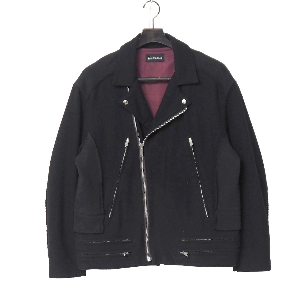 2022AW■UNDERCOVERISM アンダーカバーイズム 後SWEAT切替 ライダース ジャケット サイズ3 シングルライダース ブランド古着【中古】20260430/RA9246｜トレード店