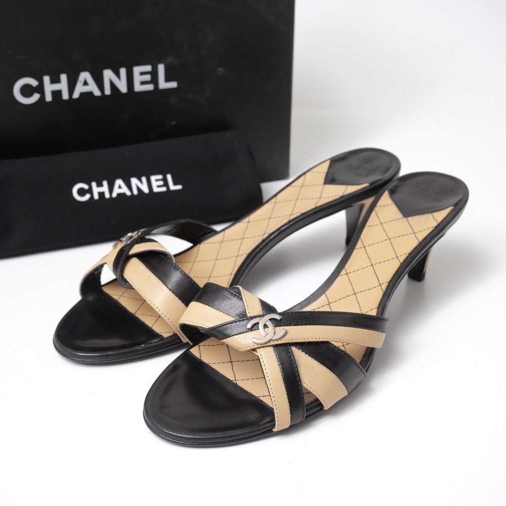 CHANEL シャネル サンダル サイズ39 CC ココマーク バイカラー ブランド古着【中古】20260603/RA9562｜トレード店