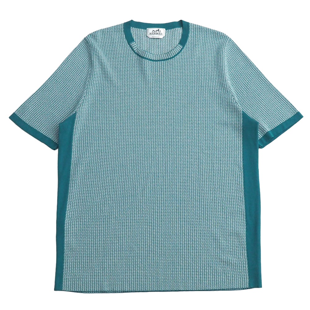 HERMES エルメス 半袖ティーシャツ 大いさXL H柄 綿織物編み物 半袖ティーシャツ イタリア製 ブランド名古着【中古】20260603/RA9622
