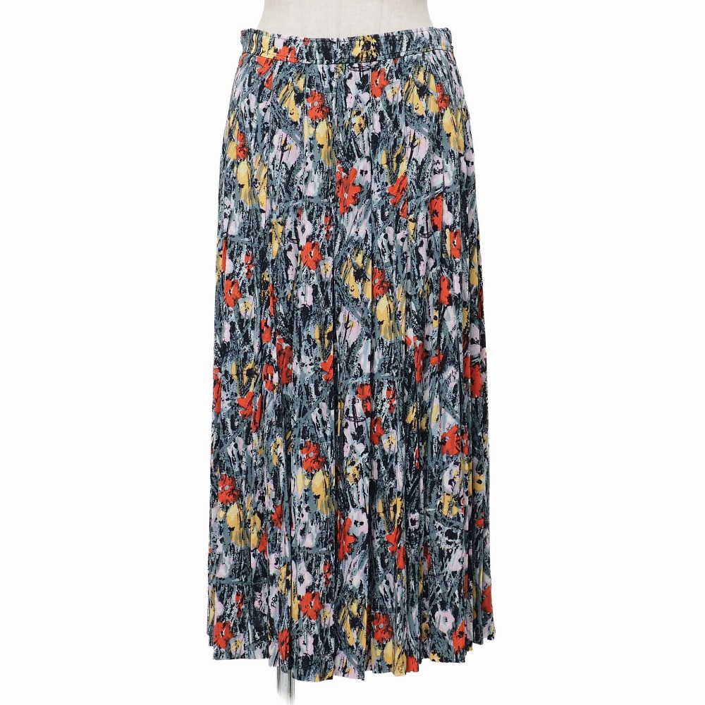 PRADA プラダ スカート サイズ40S フラワープリント プリーツスカート イタリア製 ブランド古着【中古】20260629/RA9940|トレード店