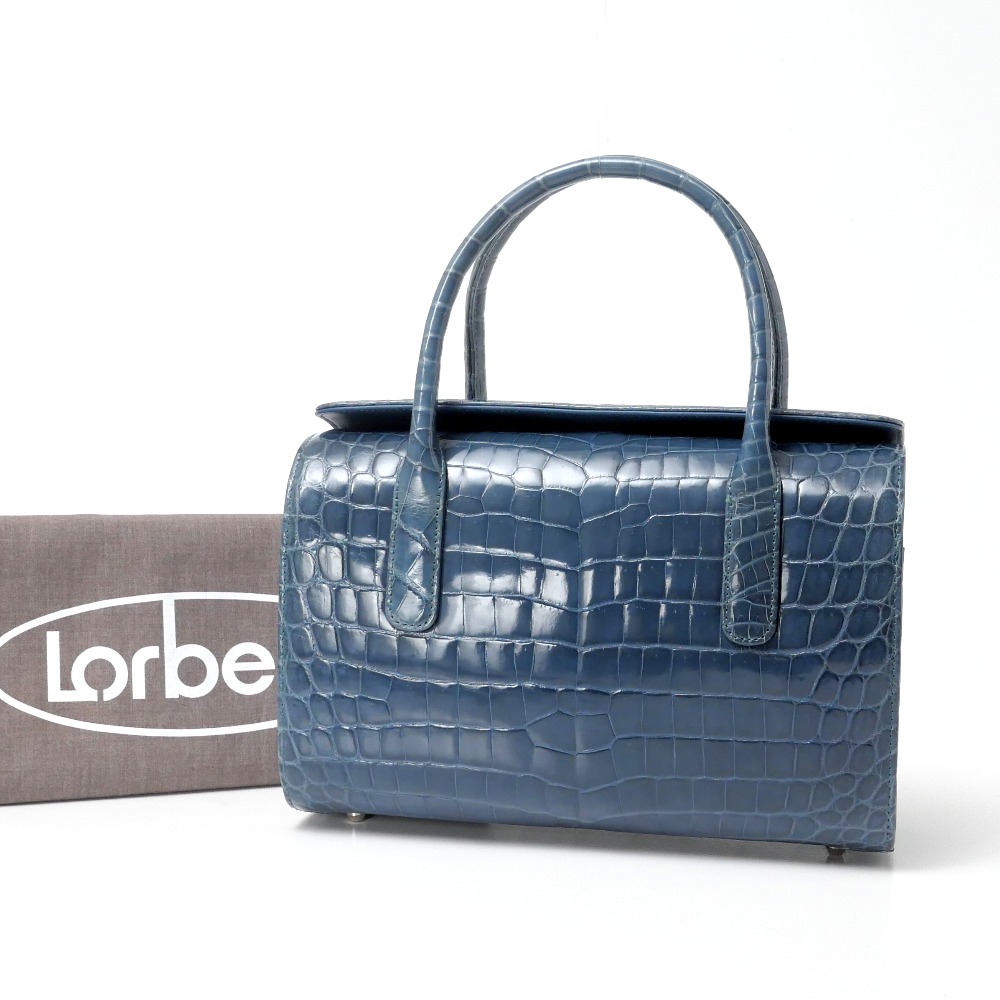 ■美品■Lorbeer ローベル ハンドバッグ JRA認定 シャイニングクロコ 本ワニ革 センター取り ブランド古着【中古】20260706/RB0042｜トレード店