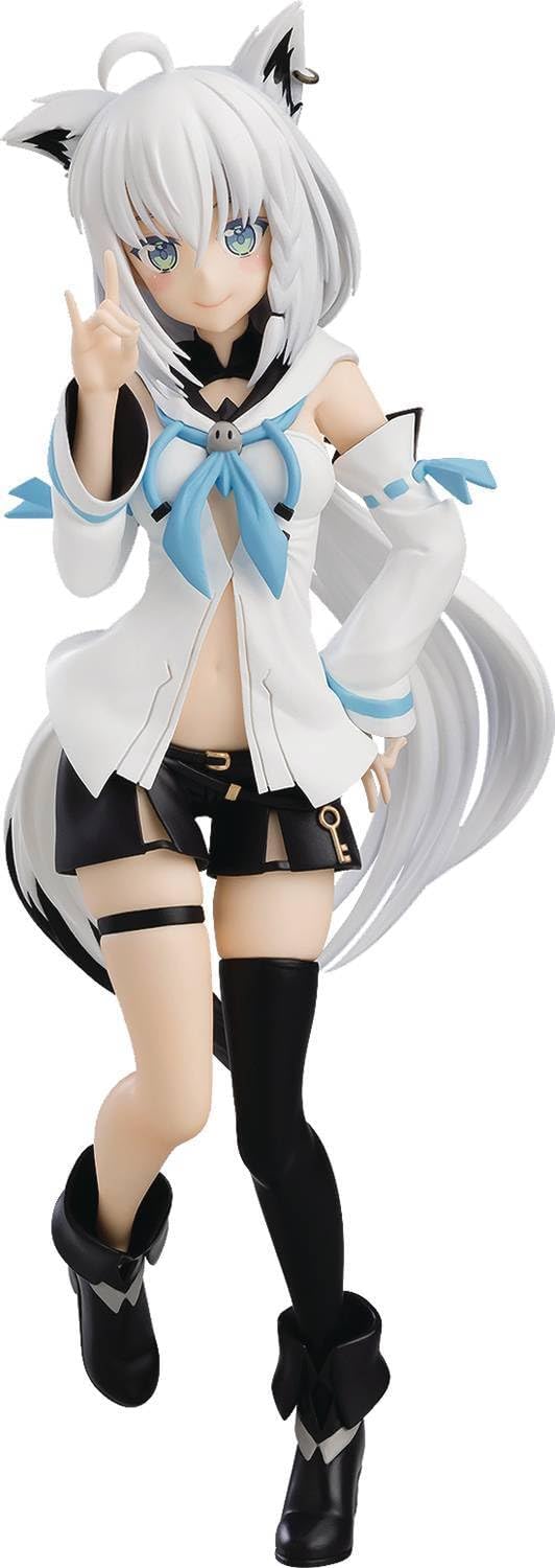 フィギュア POP UP PARADE ホロライブプロダクション 白上フブキ 第1期生 凪白みと キャラクターデザイン 全高17-18cm コンパクト 水色 白 イメージカラー 制服 狐耳 白髪 クリアパーツ 並行輸入品