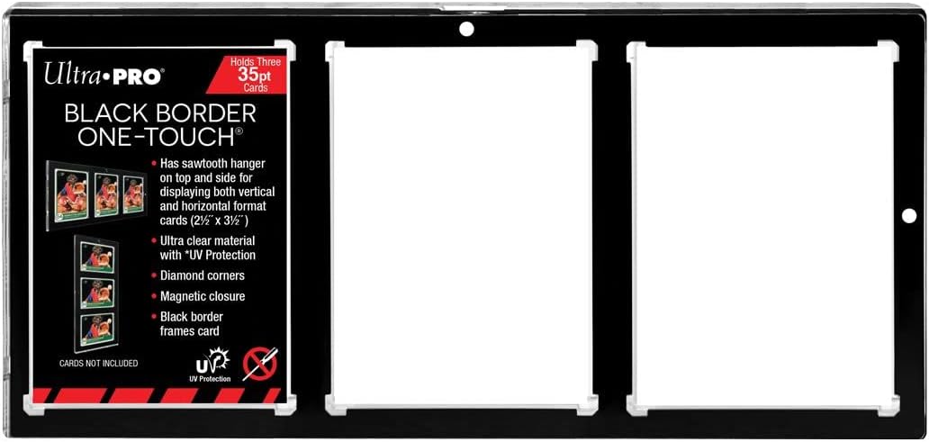 トレーディングカード 35PT 3-Card Black Border UV ONE-TOUCH Magnetic Holder 高品質マグネット式カードホルダー 標準サイズ対応 最大35pt収納可能 UVカット加工 非PVC素材 酸無添加 ダイヤモンドコーナー設計 縦横展示対応 並行輸入品画像