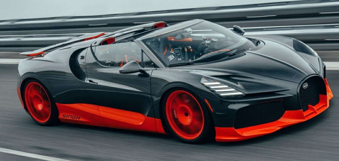 【取っておく】2026年発売予定を組むBUGATTI ミストラル W16 世界レコード盤まとめ上げる 2023 陳列棚付き添い人 黒いこと/オレンジ色螢光 199台制限事項/ MR Collection 1/18 ミニカー