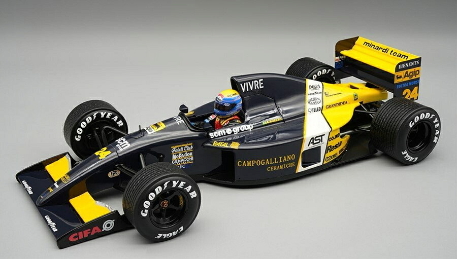 【予約】MINARDI F1 M191 フォード #24 オーストラリアGP レインタイヤ (フィギュア付き) 1991 ロベルト・モレノ ブラック/イエロー/ホワイト / Tecno 1/18 ミニカー|ラストホビー
