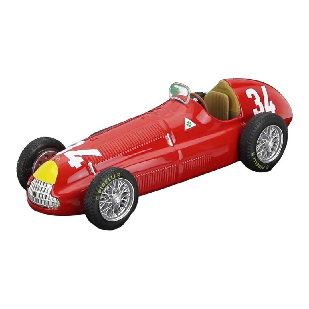 Alfa Romeoアルファロメオ F1 158 #34 勝ち得る モナコ公国GP 1950 Juan Manuel Fangio 赤いこと / BRUMM 1/43 ミニカー 乗り物のおもちゃ-ミニカー・トイカー-車