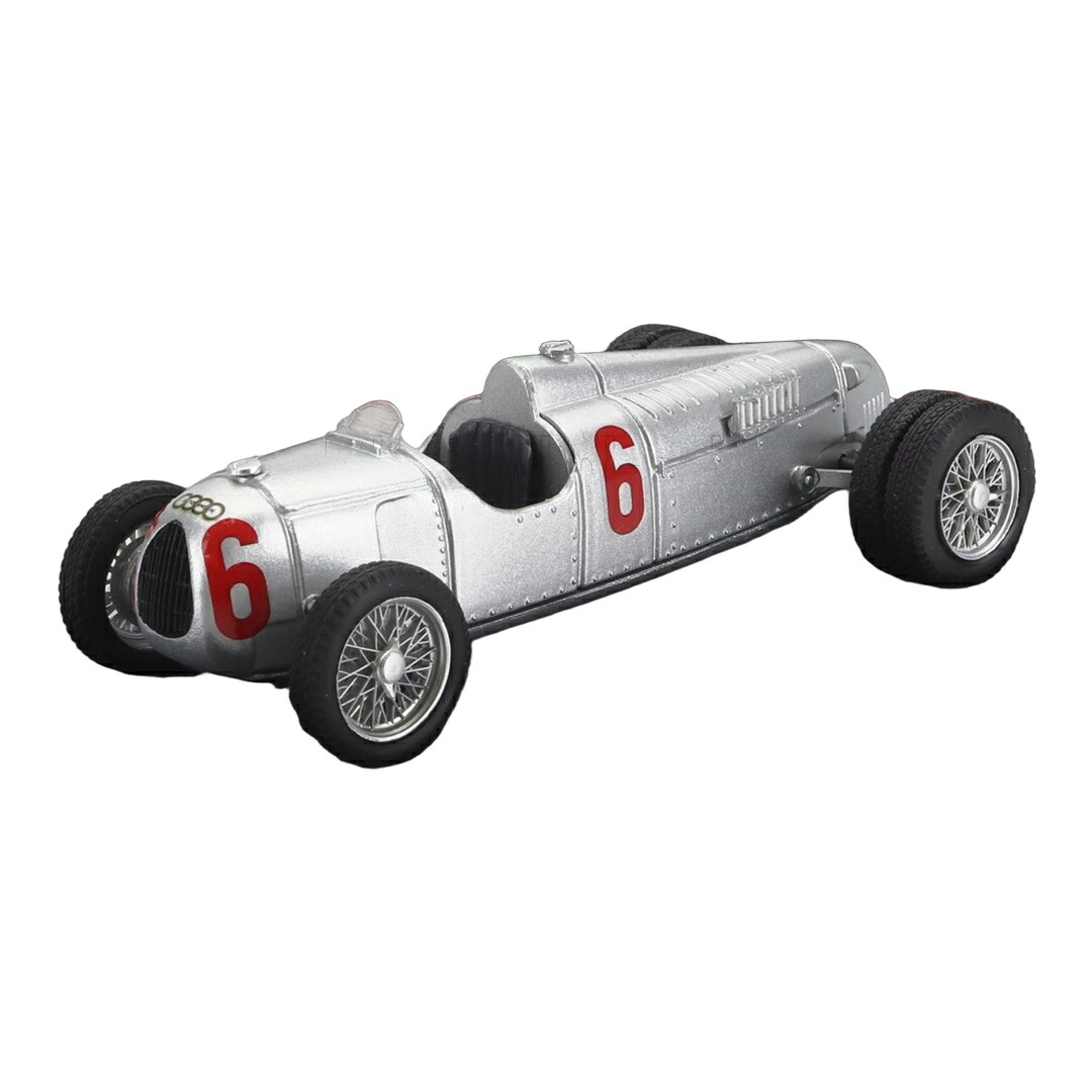 Auto Unionアウディ Type C F1 #6 Hans Stuck 1936 しろがね色 / BRUMM 1/43 ミニカー 乗り物のおもちゃ-ミニカー・トイカー