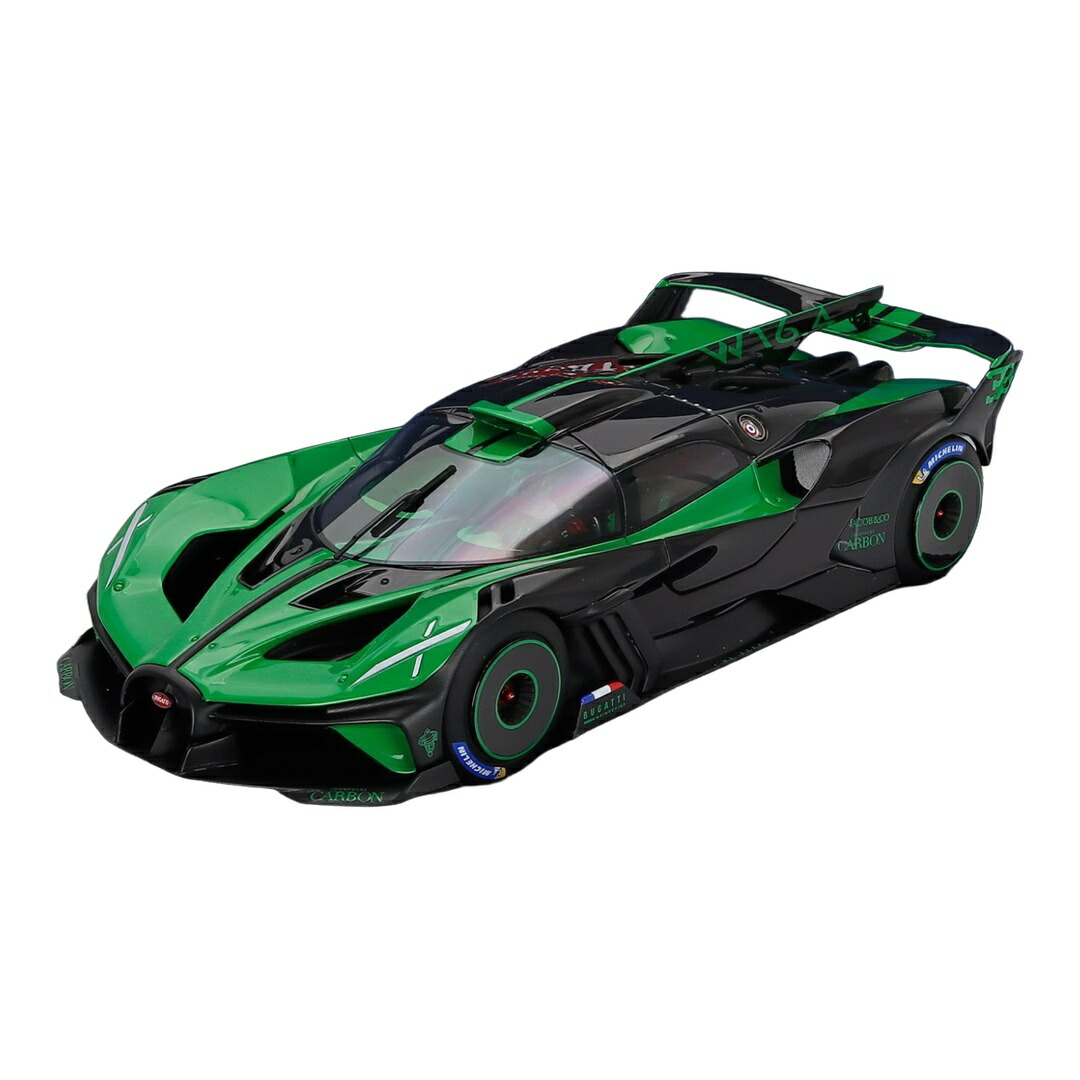 Bugattiブガッティ Bolide W16.4 2020 緑であること 黒いこと 陳列棚付 / MR Collection 1/18 ミニカー