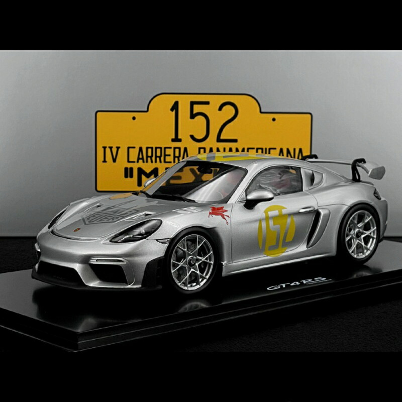 Porsche 718 Cayman GT4 RS Type 982 パナメリカーナ No152 2023 シルバー/ Spark 1/18 ポルシェディーラーモデルミニカー