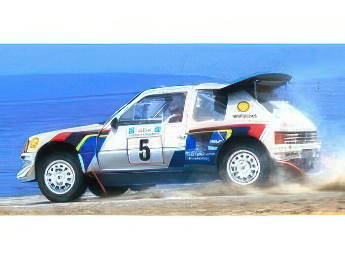 【予約】2026年発売予定PEUGEOT 205 ターボ16 エボ2 5号車 1986年アクロポリスラリー優勝 ドライバー:ユハ・カンクネン/ユハ・ピーローネン ホワイト/ブルー/TOPMARQUES 1/12ミニカー