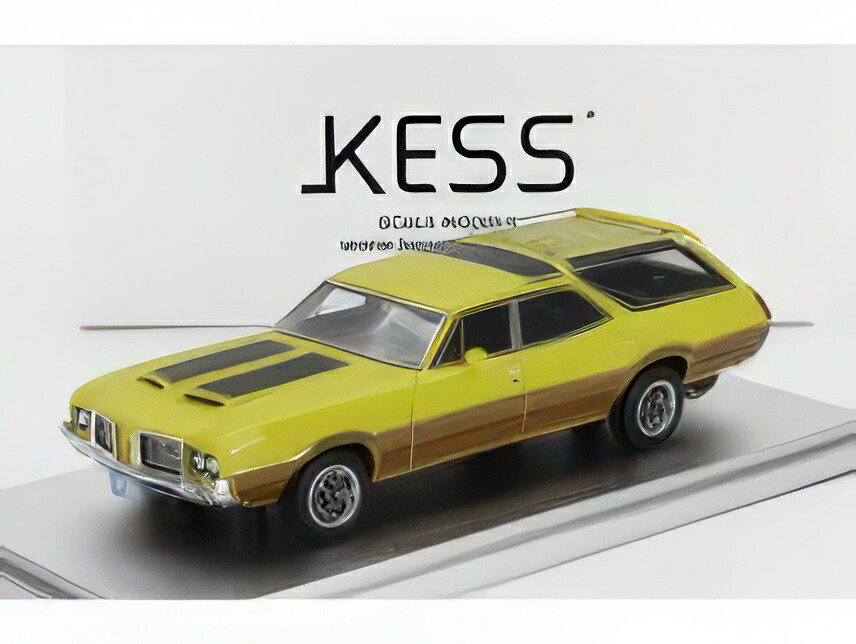 OLDSMOBILE VISTA CRUISER 442 SW STATION WAGON 1972 YELLOW BLACK WOOD/KESS-MODEL 1/43ミニカー