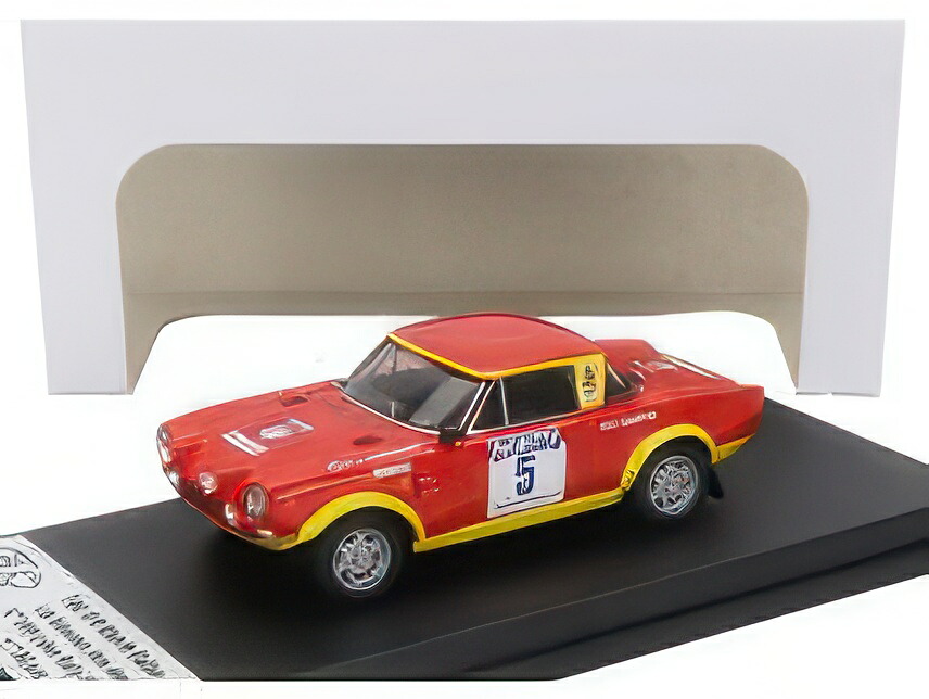 FIAT 124 ABARTH (night version) N 5 6th RALLY 1000 LAKES 1974 LEO KINNUNEN ALSO AHO RED YELLOW/TROFEU 1/43ミニカー