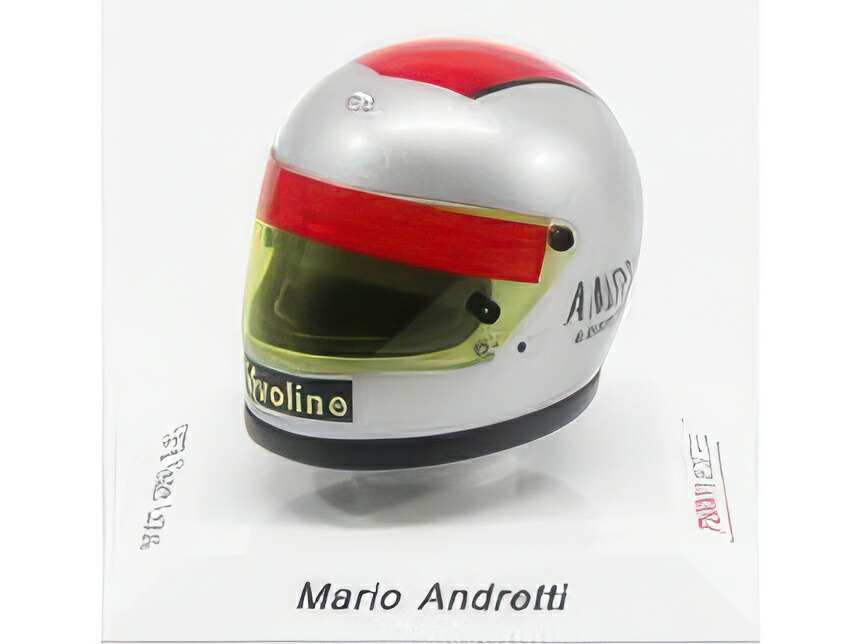 BELL HELMET F1 TEAM LOTUS 1978 MARIO ANDRETTI VISIERA GIALLA SILVER RED/TRUESCALE 1/8ミニカー ミニカー・トイカー-おもちゃ