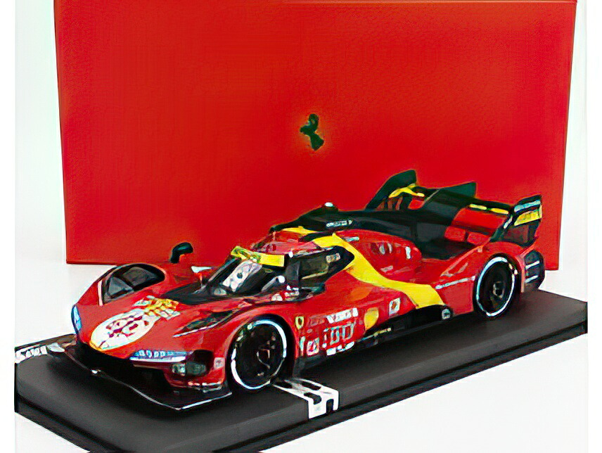 FERRARI 499P 3.0L TURBO V6 TEAM FERRARI AF CORSE N 50 5th 24h LE MANS (POLE POSITION) 2023 ANTONIO FUOCO MIGUEL MOLINA NICKLAS NIELSEN RED YELLOW BLACK/BBR 1/18ミニカー