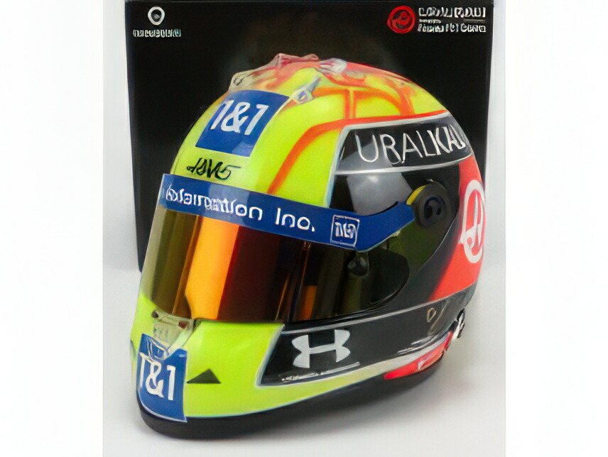SCHUBERTH HELMET - F1 CASCO HELMET VF-21 TEAM URALKALI N 47 BRITISH SILVERSTONE GP 2021 MICK SCHUMACHER - GREEN RED BLACK YELLOW/MINI HELMET 1/2安全帽