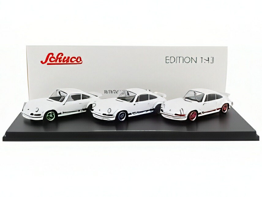 PORSCHE セット 3X 911 カレラRS 2.7 クーペ 1973 50周年記念 ホワイト レッド ブルー グリーン/Schuco 1/43ミニカー