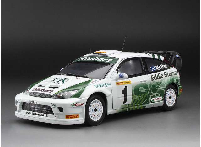 2005 Ford Focus RS WRC #1 コリン・マクレー ピレリ国際ラリー ホワイトグリーン/SunStar 1/18ミニカー 1999台限定