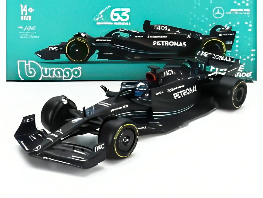 MERCEDES GP F1 W14 TEAM メルセデスAMG ペトロナス フォーミュラワン N 63 シーズン 2023 ジョージ・ラッセル パイロットと マットブラック/Bburago 1/24ミニカー