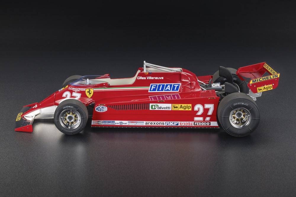 【予約】2026年発売予定FERRARI F1 126CK N 27 優勝 スペインGP 1981 ジル・ヴィルヌーブ アプリビレ オープニング付き エンジンディテール レッドシルバー/GP Replicas 1/18ミニカー