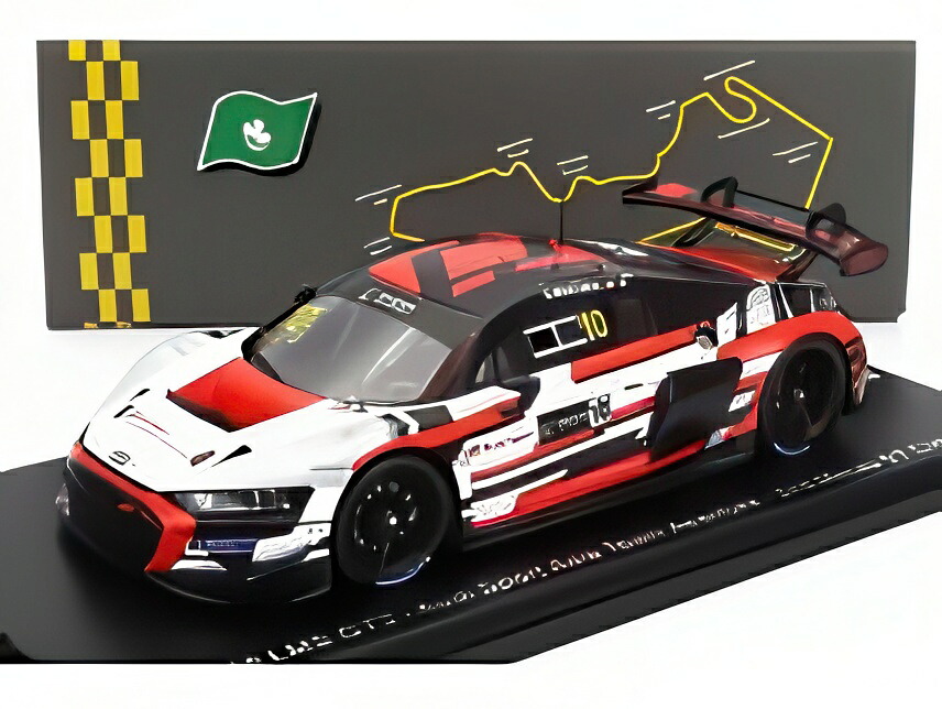 アウディ - R8 LMS GT3 チーム アウディスポーツ アジア アブソリュート No.10 2022年 GTカップ マカオ2位 E.モルタラ - ホワイト レッド/ Spark 1/43 300台限定ミニカー