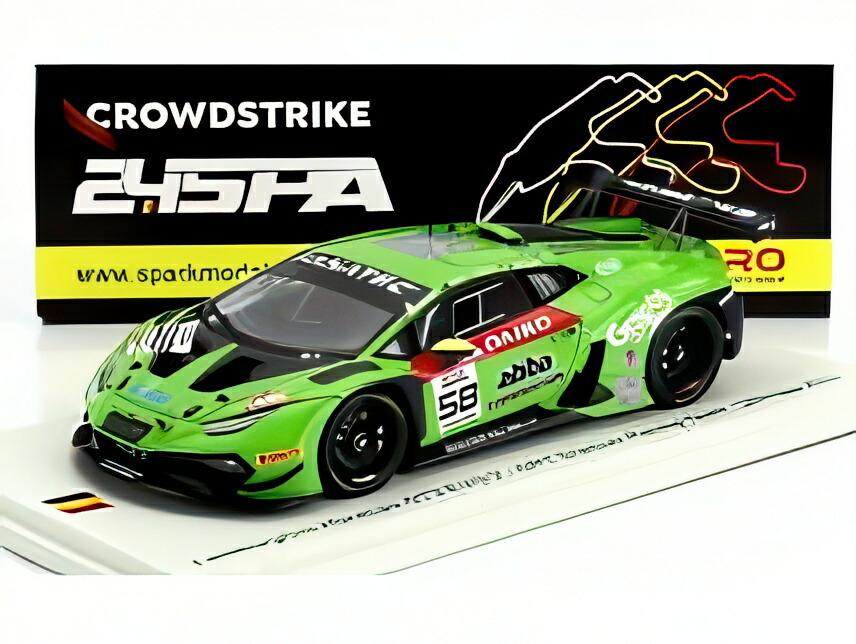 ランボルギーニ - ウラカン GT3 EVO 2 チーム グラッサーレーシング 2023年 スパ24時間 F.クレスターニ - S.ニアリー - G.トヴェラザー - R.カポ - グリーン ブラック/ Spark 1/43 300台限定ミニカー｜ラストホビー 12,672円