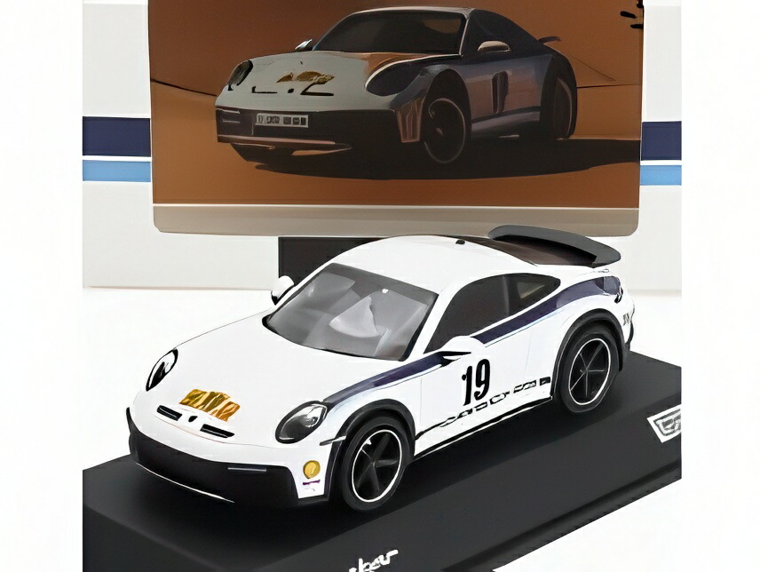 ポルシェ - 911 992クーペ N19 ダカールラリーデザイン2022 - ホワイトブルー / Spark 1/43 1911台限定 ポルシェ特注ミニカー