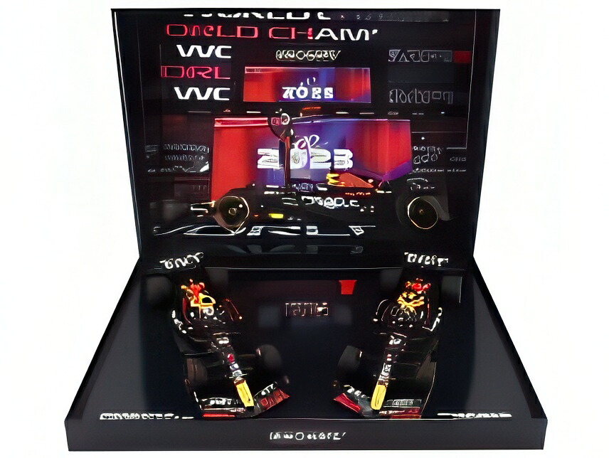 RED BULL F1 RB19 2台セット TEAM ORACLE RED BULL RACING #1 ワールドチャンピオン カタールGP スプリント2位 + 優勝 2023 マックスフェルスタッペン マットブルー/ MINICHAMPS 1/18 ミニカー｜ラストホビー