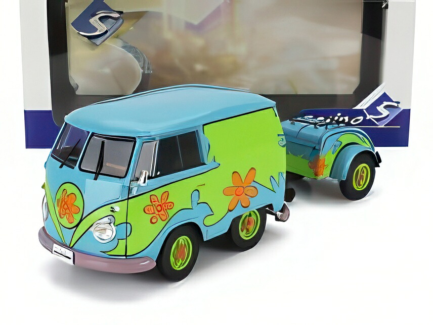 VOLKSWAGEN T1 バン Kool Kombi ゴーストハンターズマシン トレーラー付き 1950 ブルー/グリーン/ SOLIDO 1/18 ミニカー