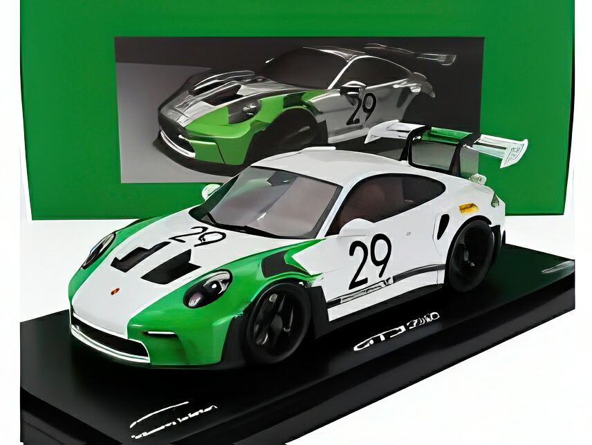 ポルシェ 911 992 GT3 RS N 29 レーシング クーペ ジョー シフェール トリビュート 2023 ショーケース付き ホワイト グリーン/ Spark 1/18 500台限定ミニカー|ラストホビー