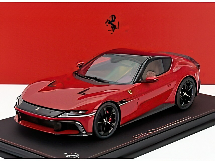 FERRARI 12チリンドリ V12 830cv パノラミックルーフ 2024 グロッシーブラックリム ロッソコルサ レッド/ BBR 1/18 48台限定ミニカー