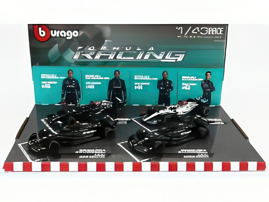 MERCEDES F1 4台セット W14/W13/W12 ハミルトン/ラッセル 2021-2023 マットブラック シルバー/ Bburago 1/43 ミニカー