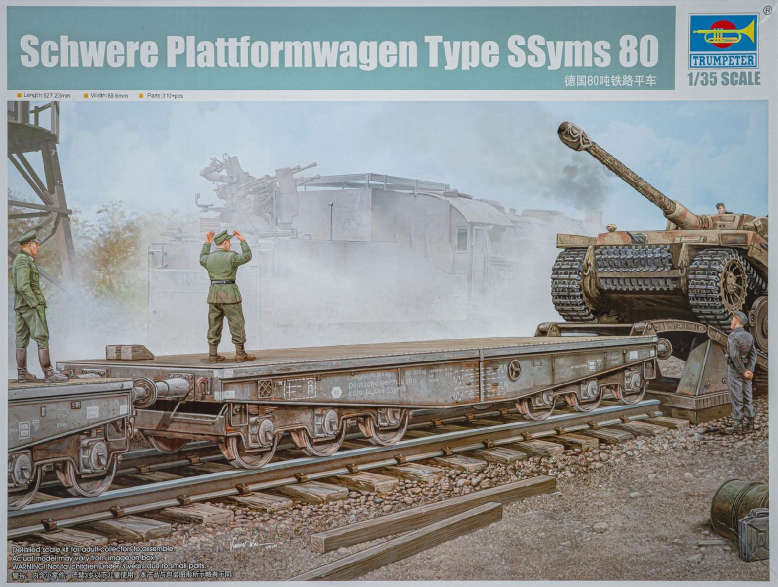 Schwere Plattformwagen Type SSyms 80 ドイツ重プラットフォーム貨車 組み立てプラモキット模型 ミリタリー /Trumpeter 1/35｜ラストホビー